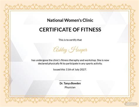 a certificate for women's clinic that is being used to promote the health benefits