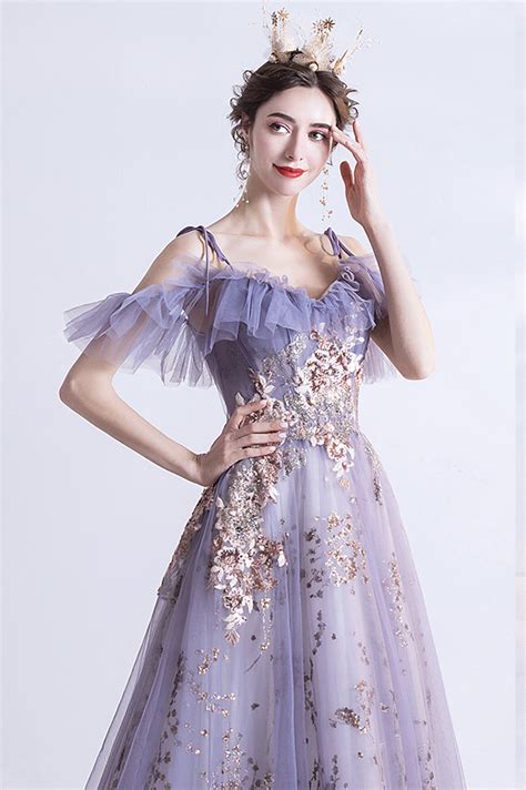 Purple lace long A line prom dress evening dress on Storenvy