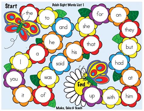 Spring Themed Sight Word Game Boards - Make Take & Teach | Sight words ...