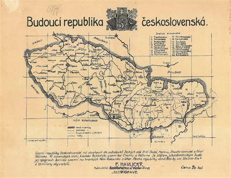 Hand-drawn map of Czechoslovakia, showing what the newly-formed nation would look like (1918 ...