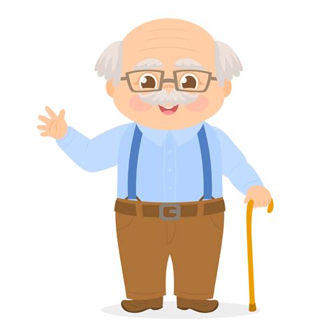 Happy Grandfather with cane, welcoming us 6096881 Vector Art at Vecteezy