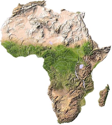 Topographic raised relief map of Africa | Geography map, Relief map ...