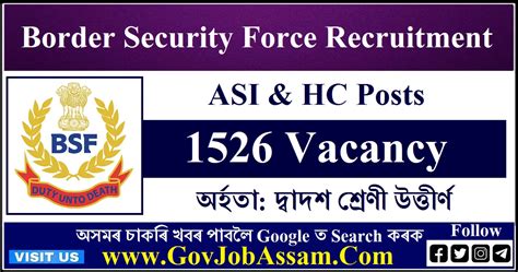 Border Security Force Recruitment 2024 – 1526 ASI & HC Vacancy, Apply ...