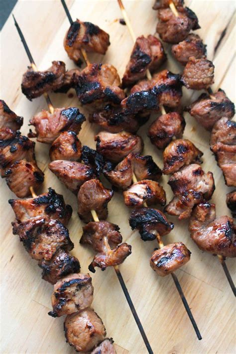 Marinated Grilled BBQ Pork Skewers | Six Sisters' Stuff Pork Skewers ...