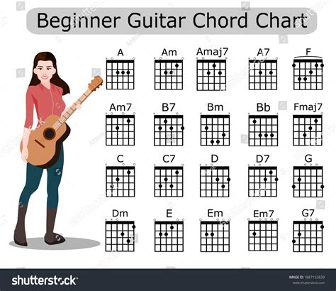 Basic Guitar Chord Chart Sheets Beginnersa Stock Vector (Royalty Free ...