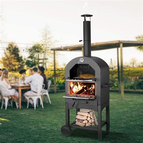 U-MAX Steel Freestanding Wood-Fired Pizza Oven in Black & Reviews | Wayfair