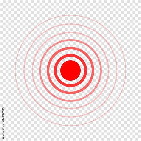 Pain point icon. Red hurt symbol. Concentric ache localization sign ...