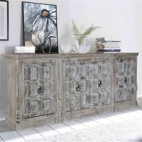 Palazzo Distressed Handcrafted Solid Wood Extra Long Buffet Cabinet