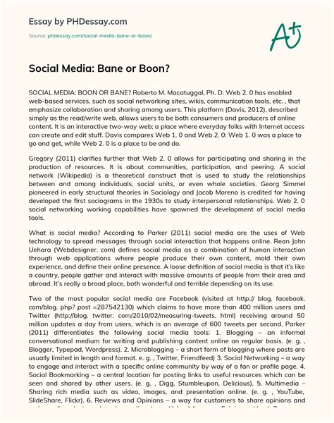 Social Media: Bane Or Boon? Essay Speech Example - PHDessay.com