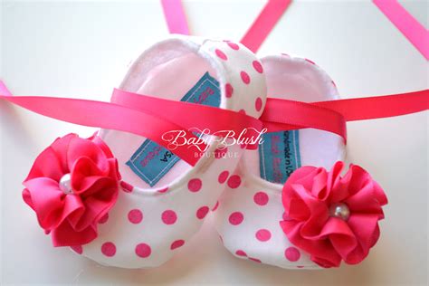 Shocking Pink Polka Dot Baby Shoes Soft Ballerina Slippers Baby