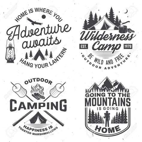 Happy camper. Vector. Concept for shirt or logo, print, stamp. Vintage design with lantern ...