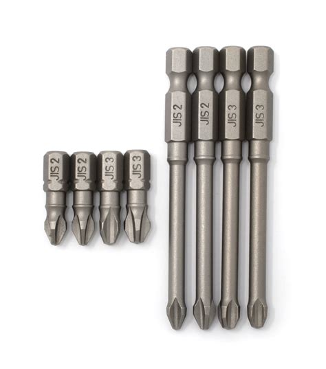 JIS (Japanese Industrial Standard) Screwdriver Impact Bits #2 #3 (Set of 8, 2 Ea) 1/4 Inch 0059 ...