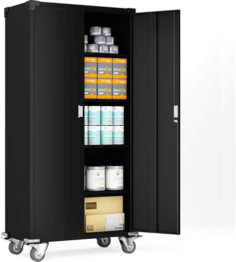 Buy Aobabo Steel Storage Cabinet with Wheels, Lockable File Cabinet ...