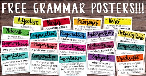 FREE Classroom Grammar Posters • Teacher Thrive