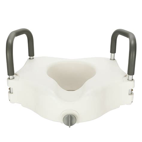 Lock Raised Toilet Seat Riser with Handles For Standard Elongated Toilets 300 lbs Weight ...