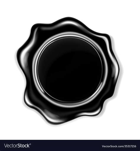 Black wax seal isolated on transparent background Vector Image
