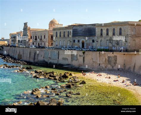 Lido Maniace, a beach in Ortygia, a small island in the city of ...