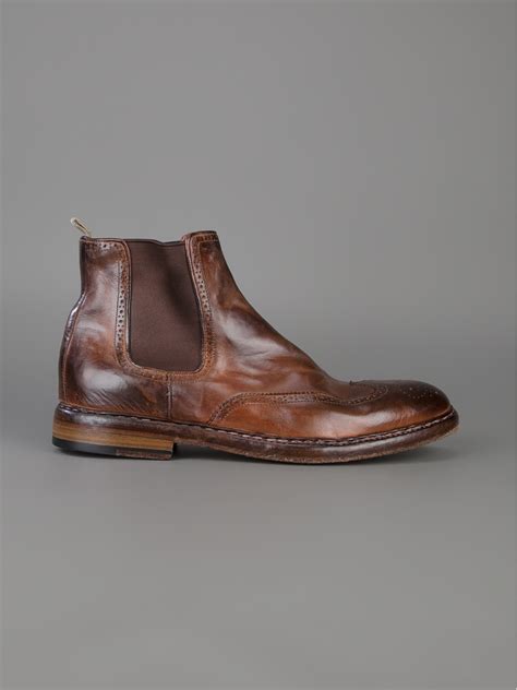 Officine Creative Brogue Chelsea Boots in Brown for Men - Lyst