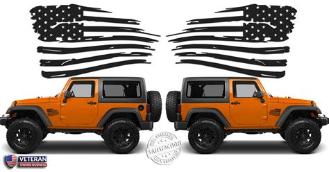 (2) 6 OR 12 INCH AMERICAN DISTRESSED WAVY FLAG VINYL DECALS FITS: JEEP ...