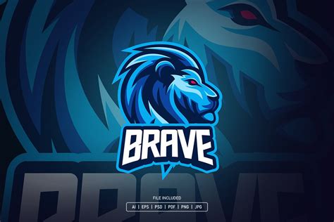 blue lion brave mascot logo