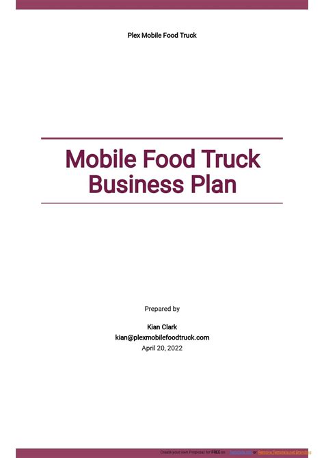 Business Plan Template Food Truck