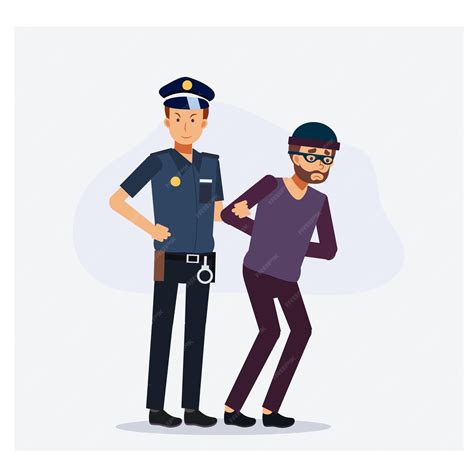 Premium Vector | Policeman,security guard, caught the thief.Policeman holding robber hand.Flat ...