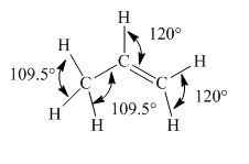 Draw a line-bond structure for propene,CH3CH=CH2; indicate the ...