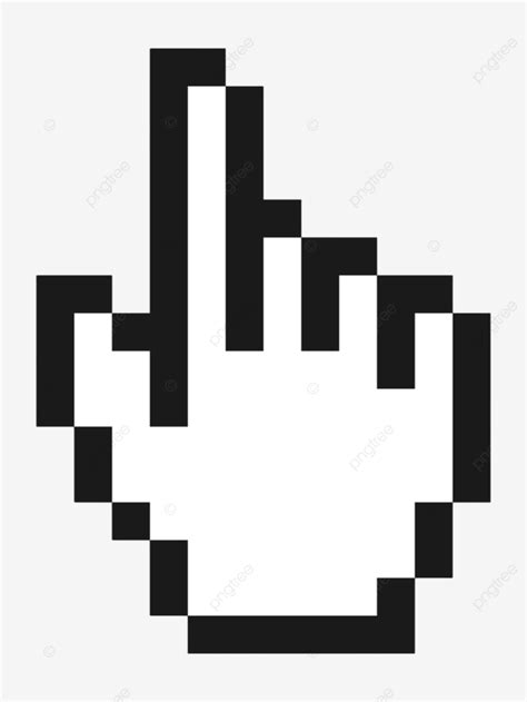 Pointing Finger Hand Silhouette Vector PNG, Pixel Hand Cursor Icon ...