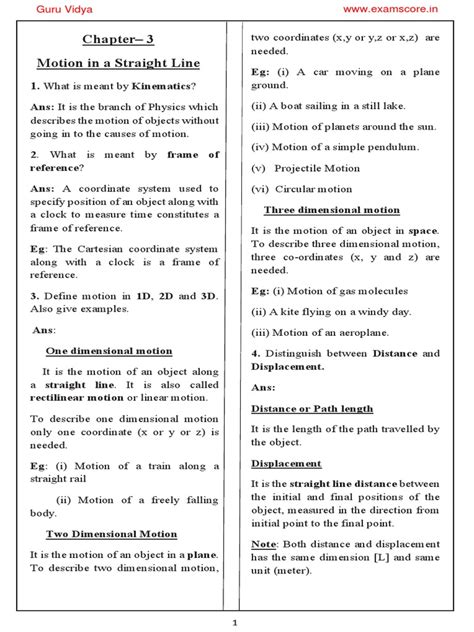 Motion in A Straight Line | PDF