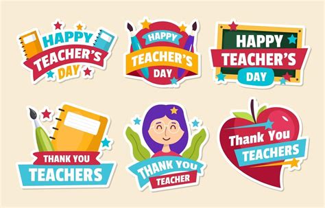 Happy Teachers Day Sticker Set 3291318 Vector Art at Vecteezy