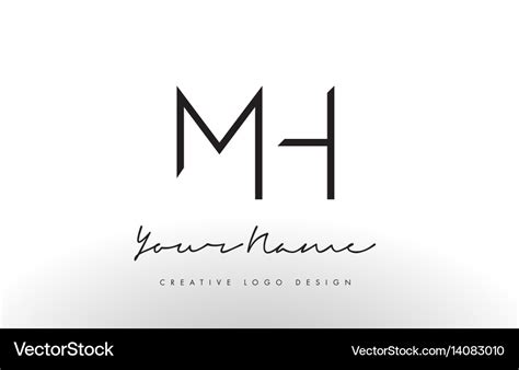 Mh letters logo design slim creative simple black Vector Image