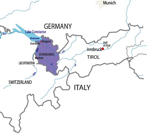 Map of Vorarlberg City Area | Map of Austria Region Geography Political