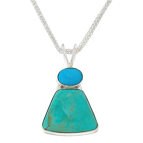 Jay King Sterling Silver Multicolor Turquoise Pendant with 18" Chain ...