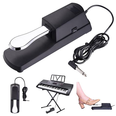 Universal Sustain Foot Pedal Piano-Style with Polarity Switch 1/4" Input Jack for Digital Piano ...