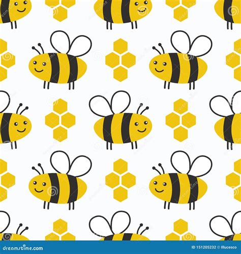 Pattern With Bees And Wooden Hives Cartoon Vector | CartoonDealer.com ...