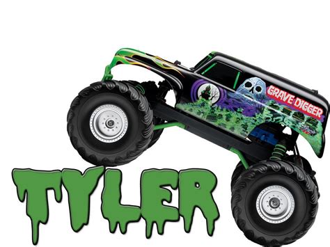 Personalized Custom NAME T-shirt Moster Truck Grave Digger Monster Jam ...