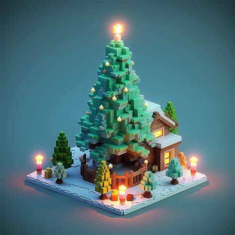 A lego house with a christmas tree on it | Premium AI-generated image