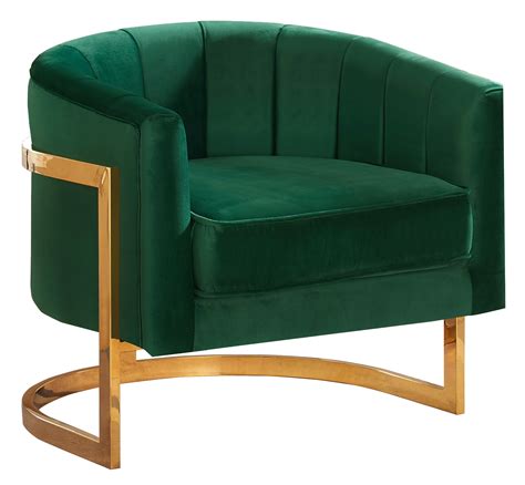 Carter Green Velvet Accent Chair-Color:Green Velvet,Style:Contemporary ...