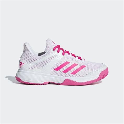 Adidas Kids Adizero Club Tennis Shoes - White/Pink - Tennisnuts.com