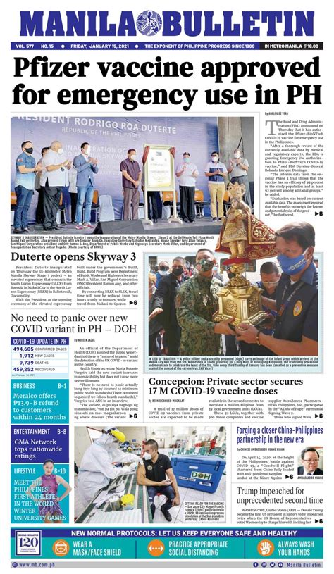 Get digital access to Manila Bulletin - January 15, 2021 issue ...