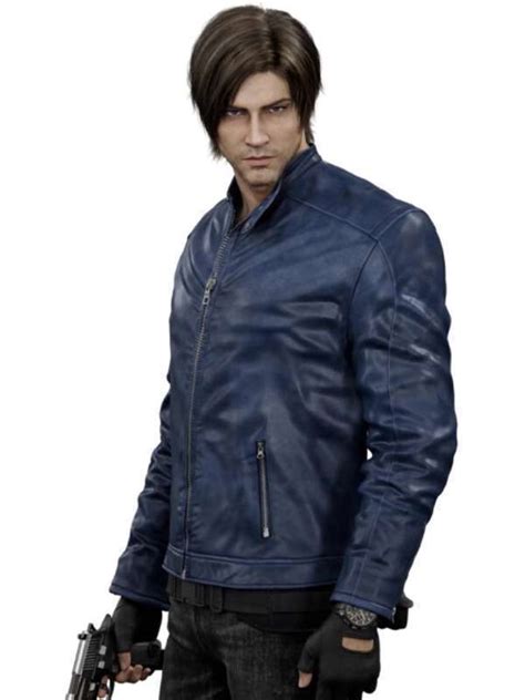 Resident Evil Death Island Leon Kennedy Blue Leather Jacket