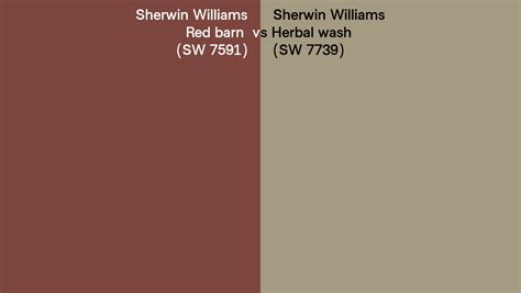 Sherwin Williams Red barn vs Herbal wash side by side comparison