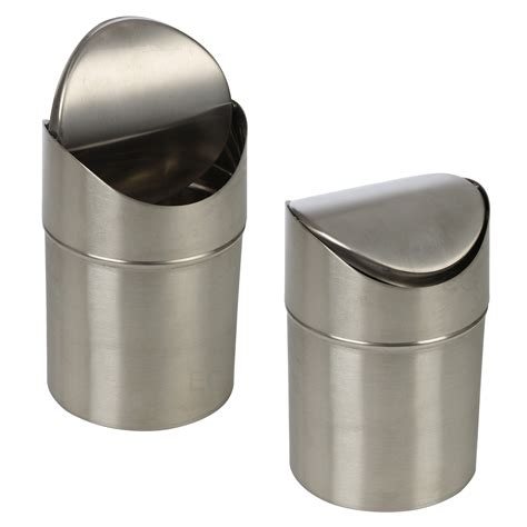 Stainless Steel 1.5L Small Recycling Bin Swing Lid Kitchen Worktop ...