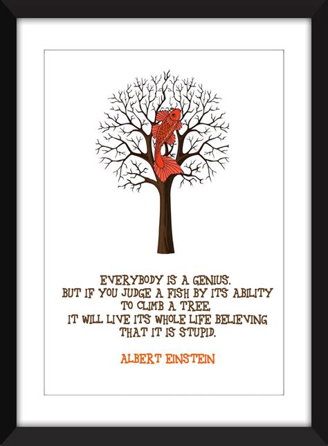 Albert Einstein Stupid Fish Quote Unframed Print - Etsy UK