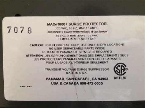 Panamax max 1000 surge protector line conditioner manual - aslpublications