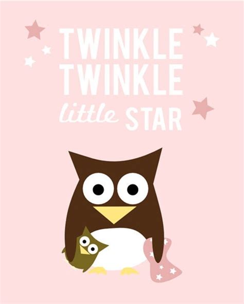 Items similar to twinkle, twinkle little star - owl - pink - digital print - 8x10 on A4 on Etsy