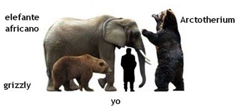 comparing the size of an African elephant and grizzly bear to the extinct prehistoric ...