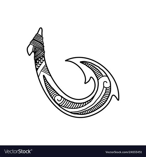 Hand drawn hawaiian fish hook logo design inspirat