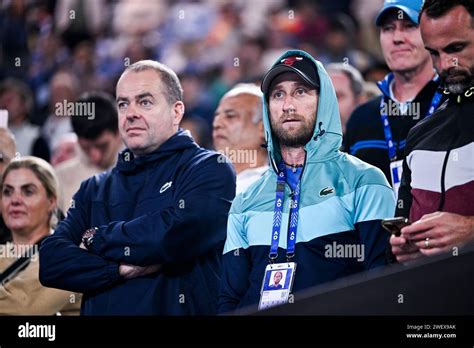 Melbourne, Australie. 26th Jan, 2024. Gilles Cervara coach of Daniil Medvedev during the ...