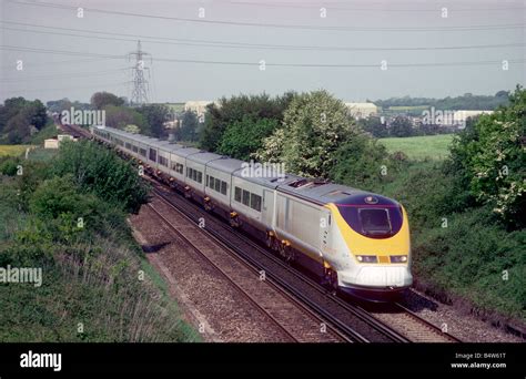 A class 373 Eurostar train passing Sellinge in Kent Stock Photo - Alamy